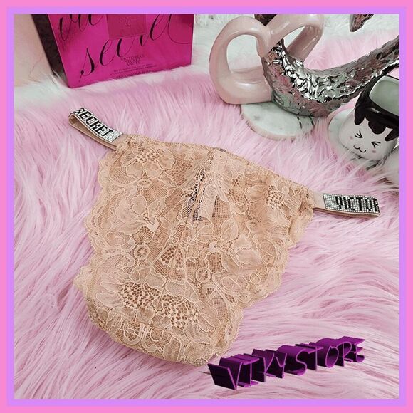 NWT 💖 Glamorous Victoria's Secret Very Sexy Nude Lace Bikini Panty Small💖 NWT - Picture 2 of 6